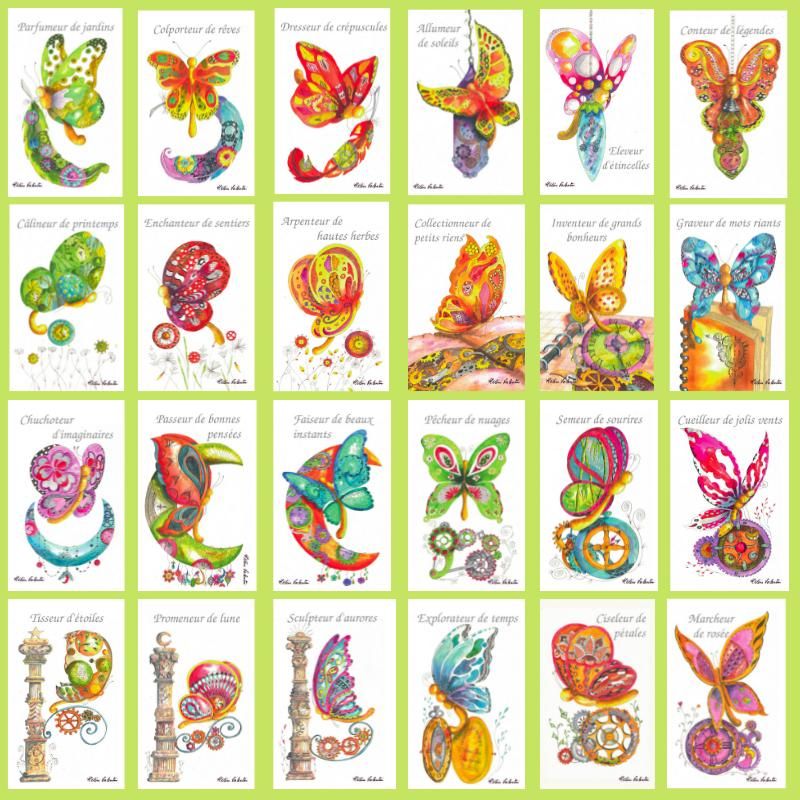 24 cartes-papillons