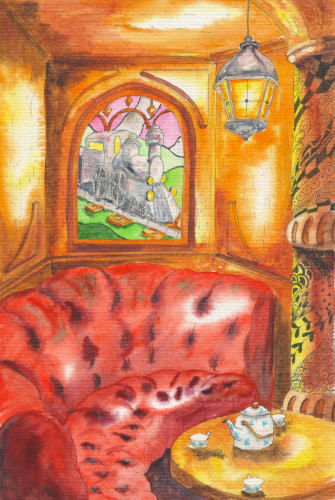 Une banquette moelleuse dans une taverne cosy.