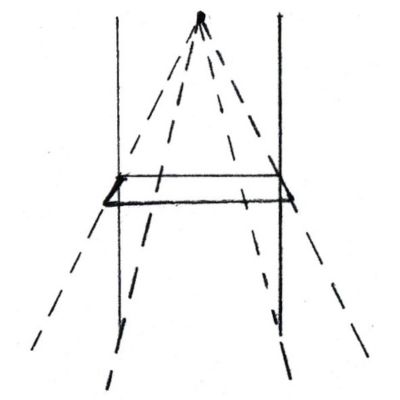 Etape 2 pour dessiner une chaise vue de face avec sa perspective.