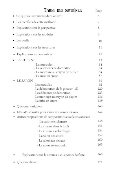 Table matieres livre interieurs imaginaires cuisine salon modules apprendre dessins helenevalentin