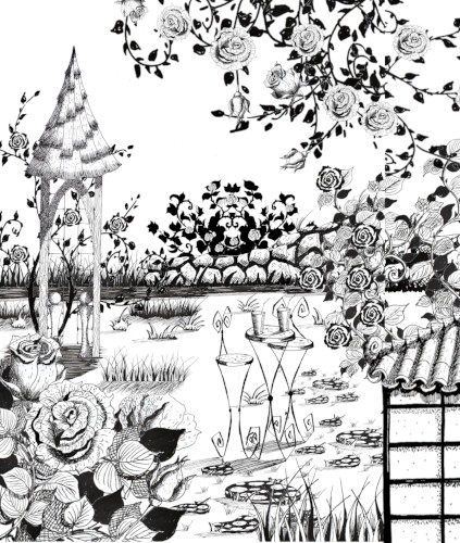 Jardins apprendre modules fleurs imaginaires dessins encre livre helenevalentin