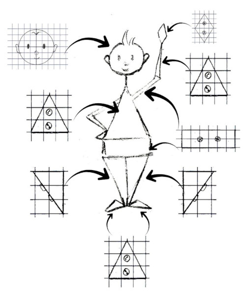 PERSONNAGES IMAGINAIRES livre formes geometriques assemblage helenevalentin