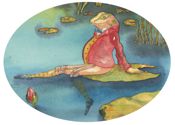 Petit jonc grenouille assis nenuphar